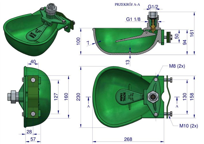Poidło miskowe dla bydła żeliwne 3L ROYAL FARM zamiennik 106