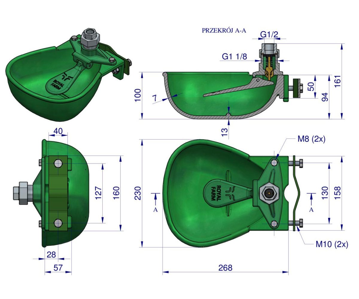 Poidło miskowe dla bydła żeliwne 3L ROYAL FARM zamiennik 106