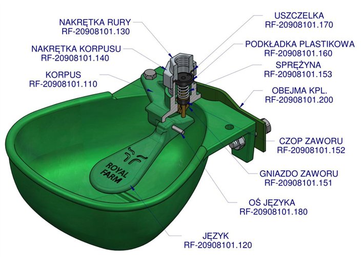 Poidło miskowe dla bydła żeliwne 3L ROYAL FARM zamiennik 106