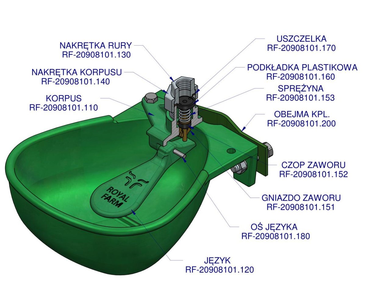 Poidło miskowe dla bydła żeliwne 3L ROYAL FARM zamiennik 106