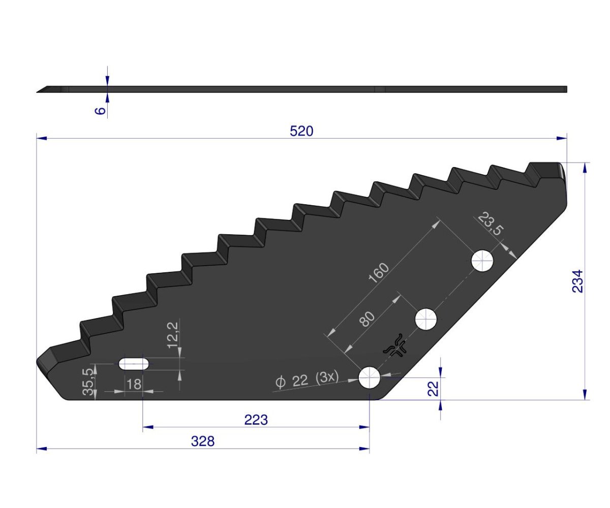 Nóż paszowozu uniwersalny otwór 22mm Standard ROYAL FARM