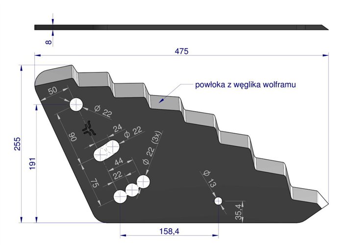 Nóż paszowozu zastosowanie Mayer z węglikiem wolframu Standard ROYAL FARM