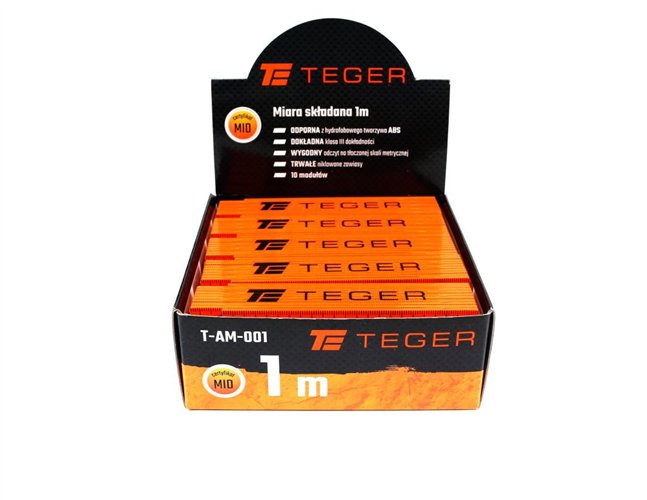Miara składana 1m z tworzywa w displayu TEGER sprzedawana po 20 szt