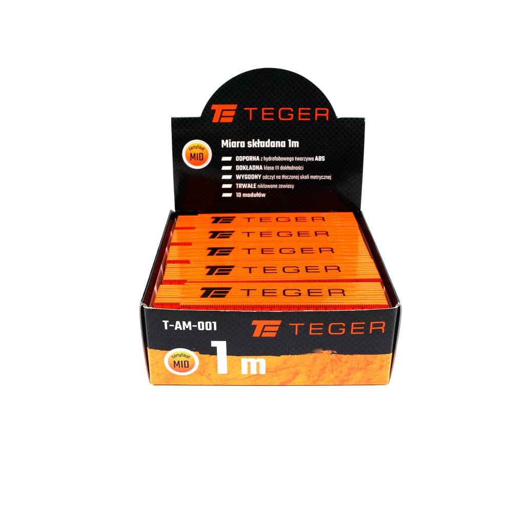 Miara składana 1m z tworzywa w displayu TEGER sprzedawana po 20 szt