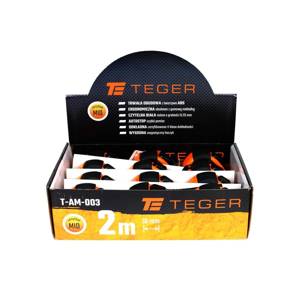 Miara stalowa rozwijana 2m 16mm TEGER