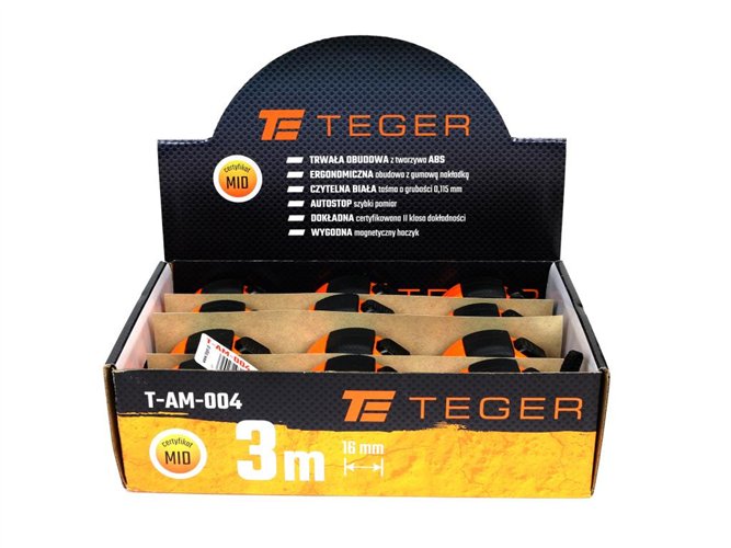 Miara stalowa rozwijana 3m 16mm TEGER