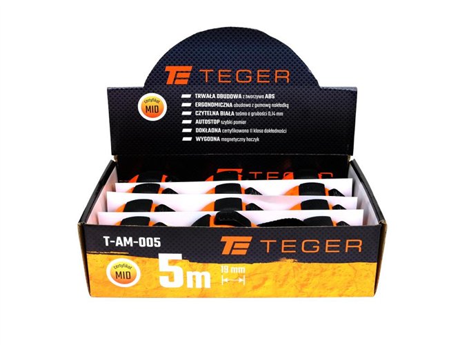 Miara stalowa rozwijana 5m 19mm TEGER