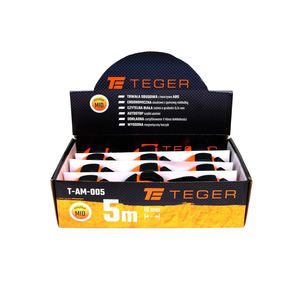 Miara stalowa rozwijana 5m 19mm TEGER