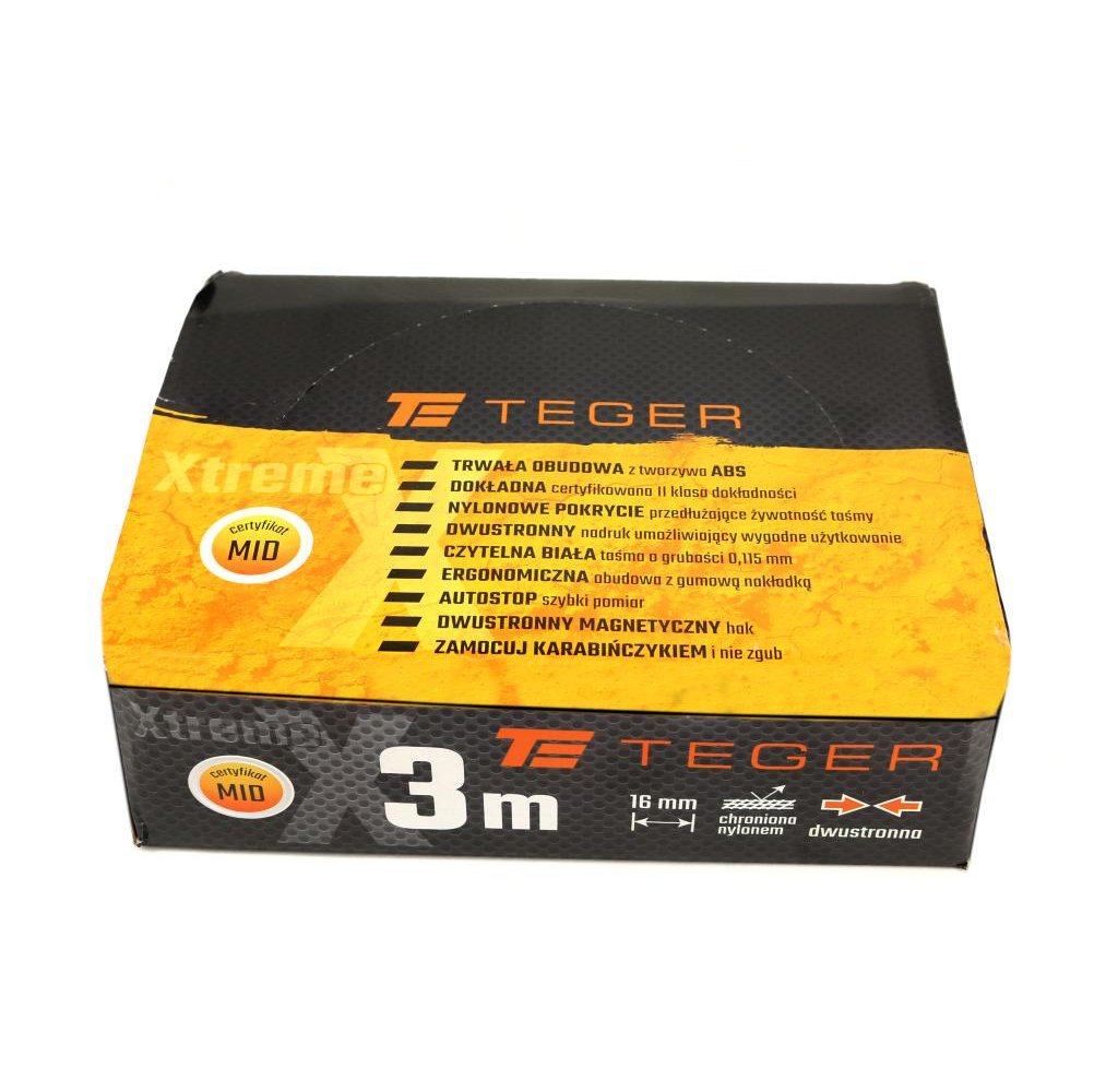 Miara stalowa dwustronna rozwijana 3m 16mm TEGER
