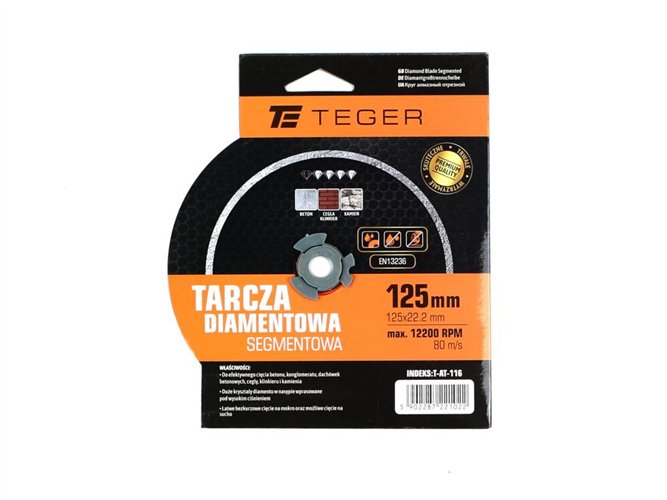 Tarcza diamentowa segmentowa 125x22.23 mm do cięcia betonu TEGER