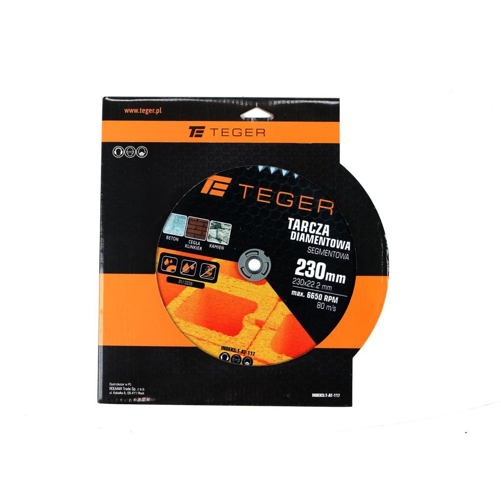 Tarcza diamentowa segmentowa 230x22.23 mm do cięcia betonu TEGER