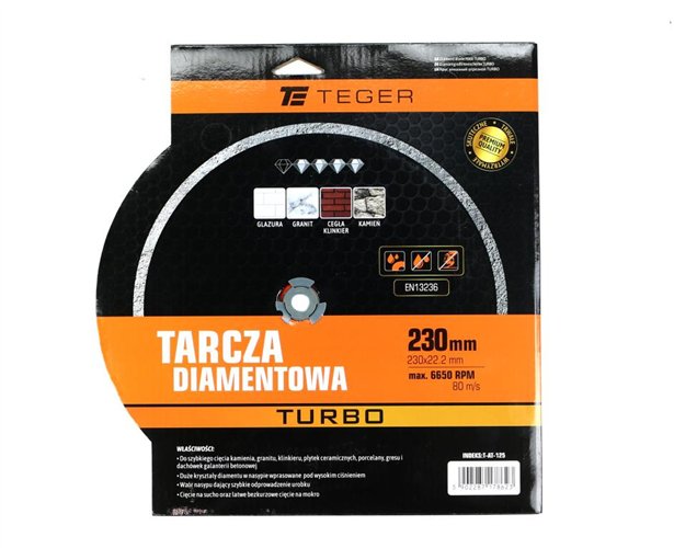 Tarcza diamentowa TURBO 230x22.23 mm TEGER