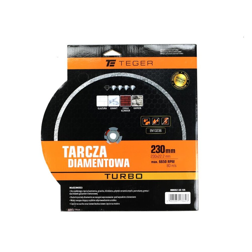 Tarcza diamentowa TURBO 230x22.23 mm TEGER