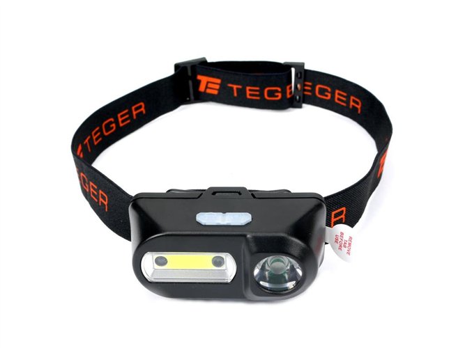 Latarka czołówka LED COB 200 Lm z czujnikiem ruchu USB Teger