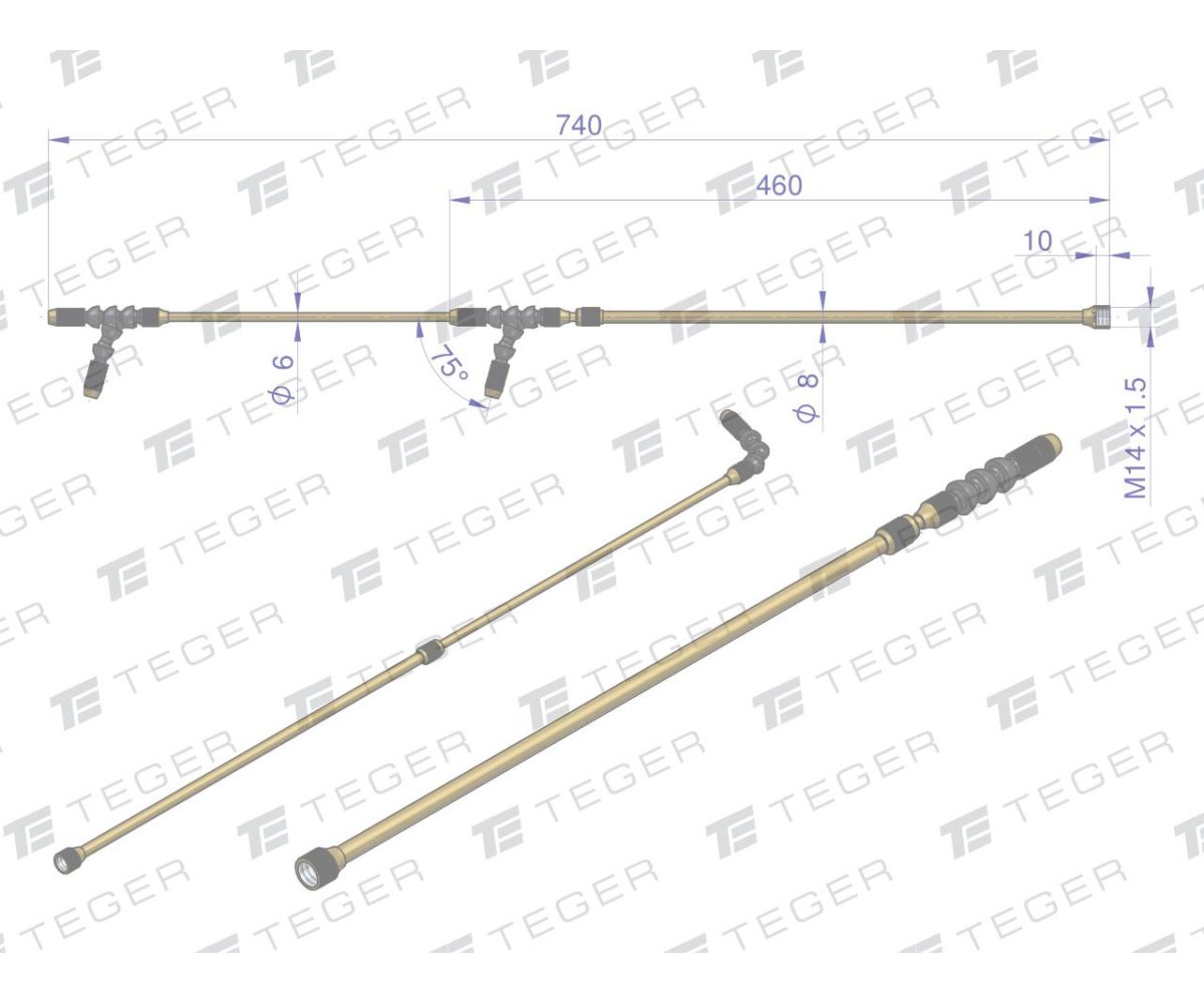 Regulowana lanca teleskopowa do opryskiwacza ciśnieniowego 5/8/10L TEGER