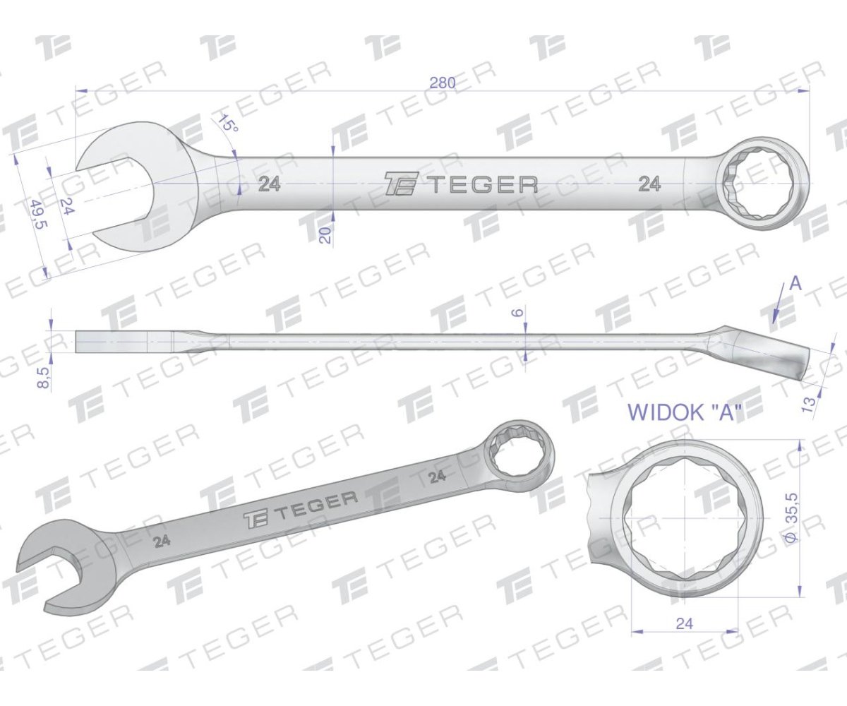 Klucz płasko-oczkowy 24 mm / TEGER