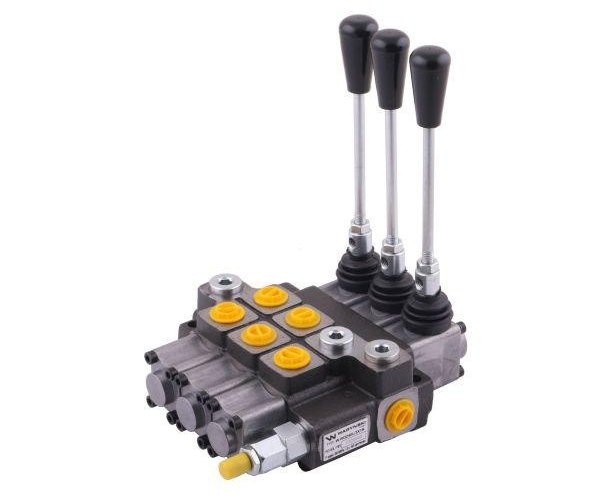 Rozdzielacz hydrauliczny 3-sekcyjny max przepływ 40L (1-sekcja nurnikowa) Waryński