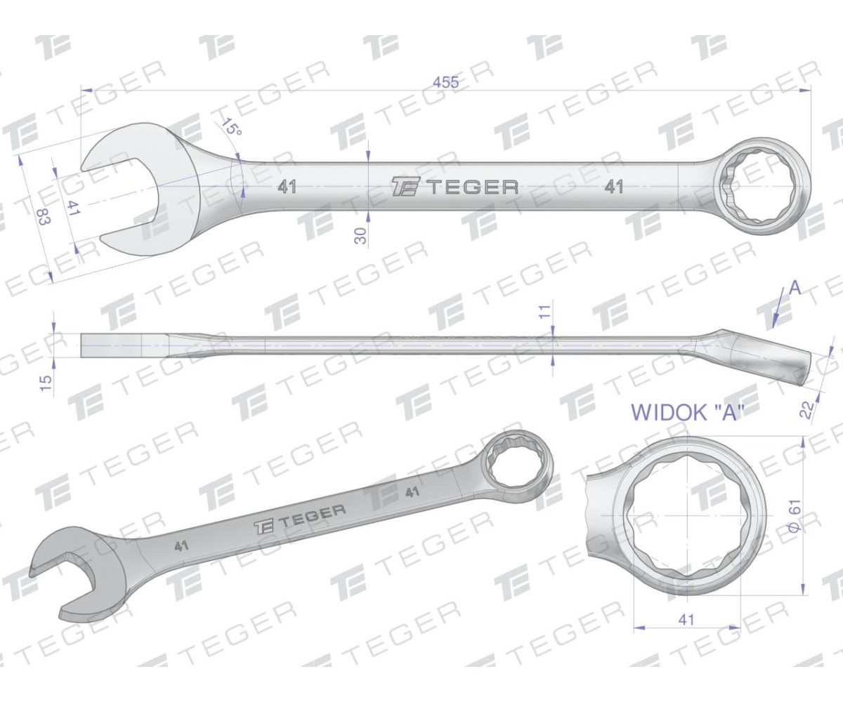 Klucz płasko-oczkowy 41 mm / TEGER