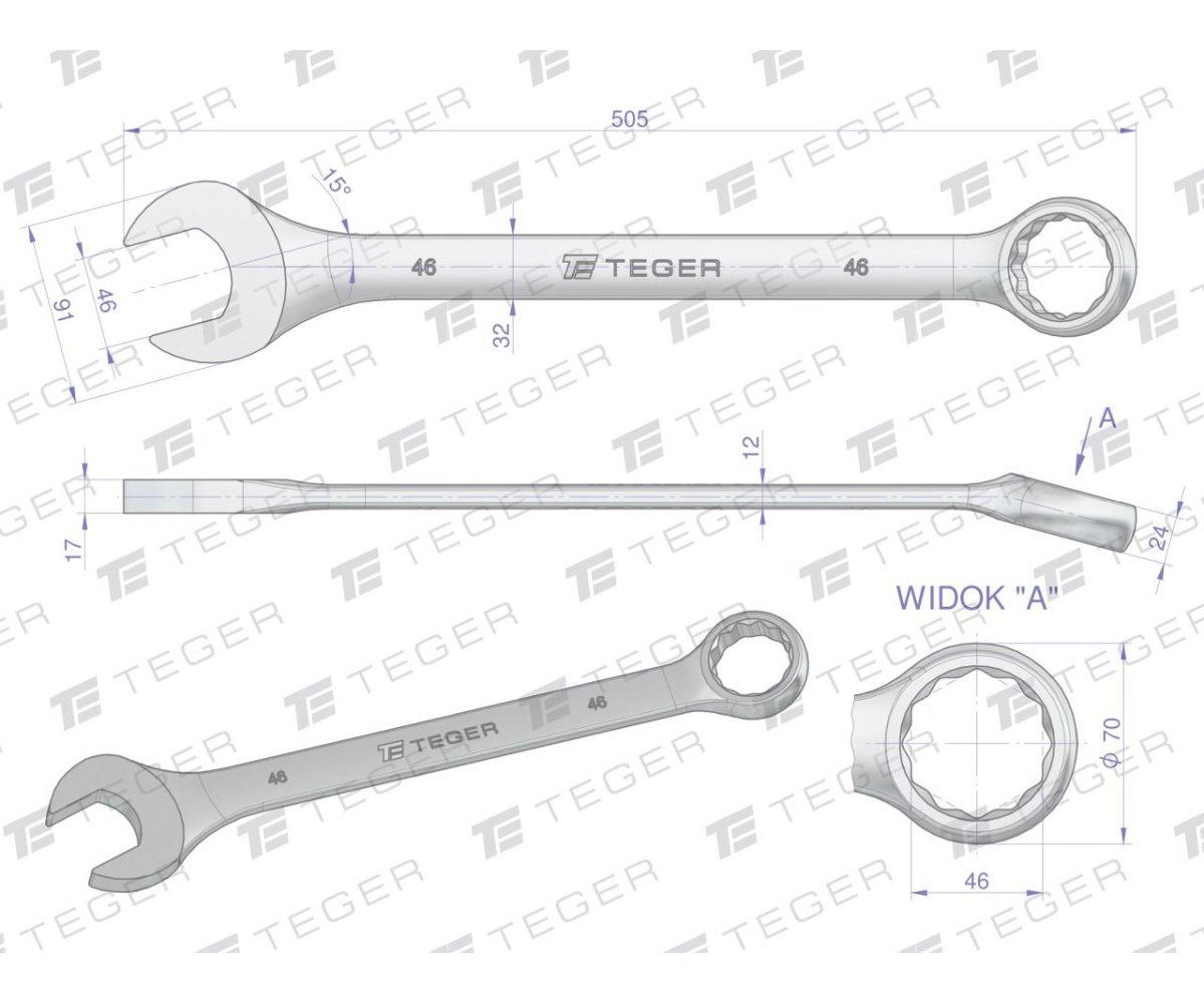 Klucz płasko-oczkowy 46 mm / TEGER