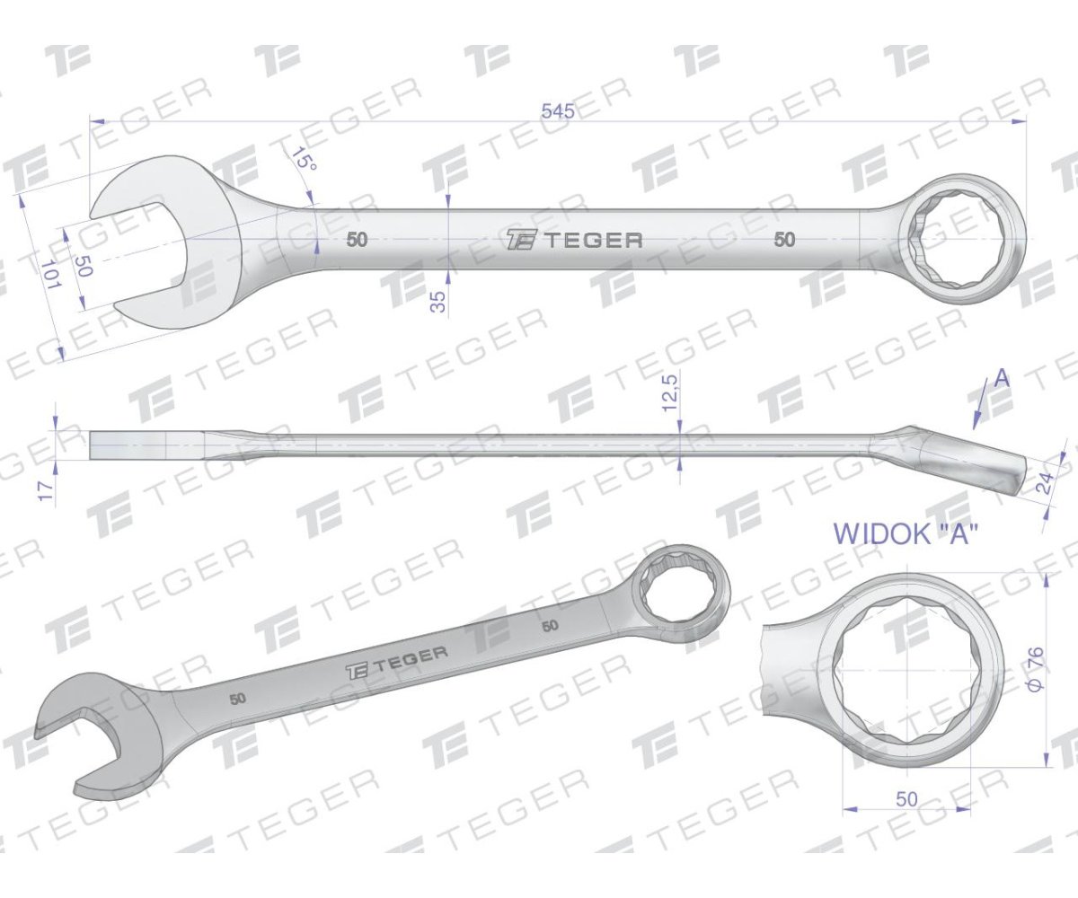 Klucz płasko-oczkowy 50 mm / TEGER