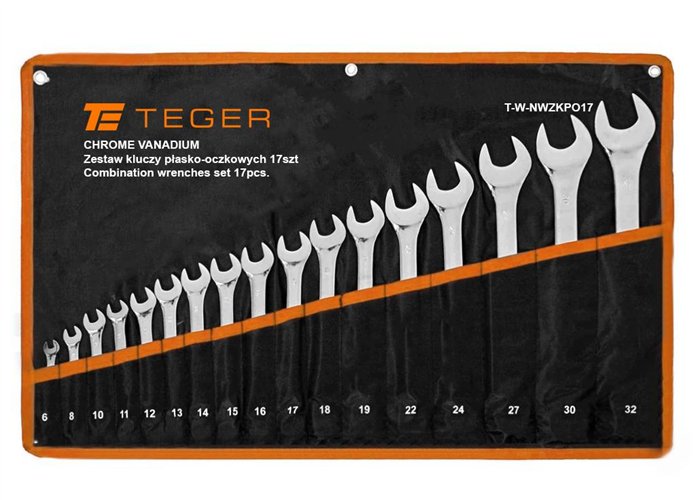 Zestaw kluczy płasko-oczkowych 17 szt / TEGER