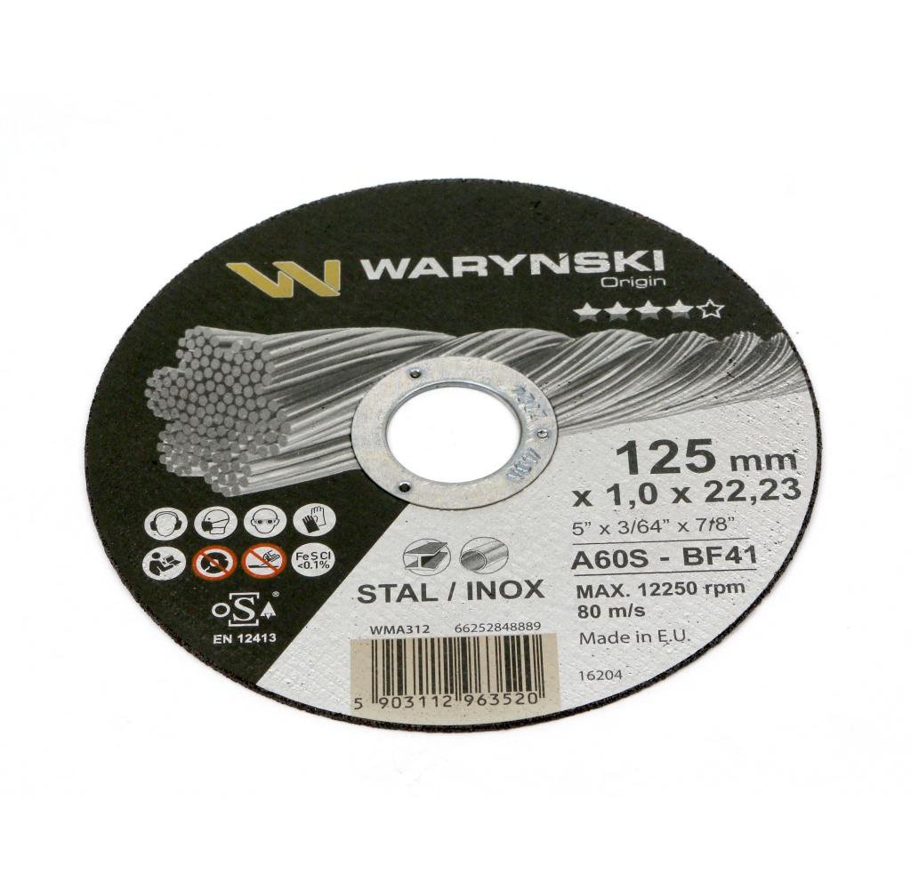 Tarcza do cięcia metalu 125 x1.0 x22.23 mm Waryński (sprzedawane po 5 szt w op 5 szt)