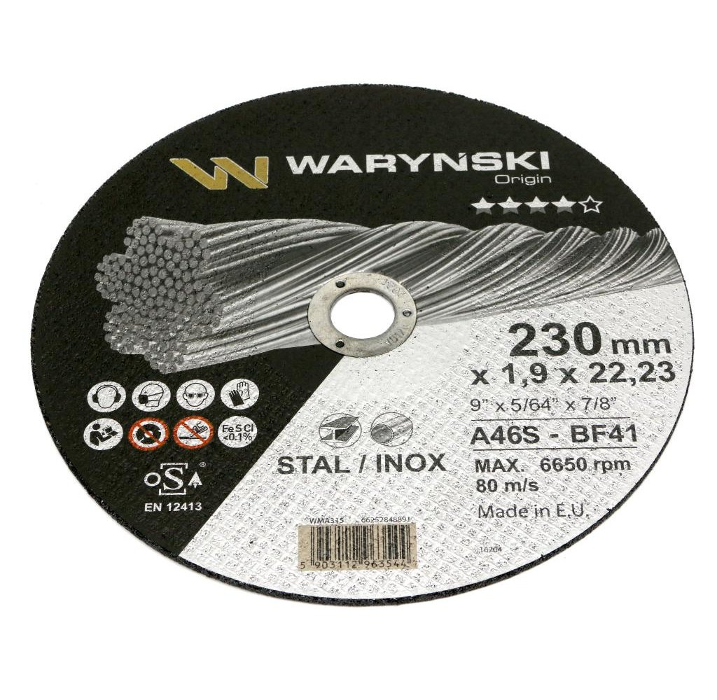 Tarcza do cięcia metalu 230 x1.9 x22.23 mm Waryński (sprzedawane po 5 szt w op 5 szt)