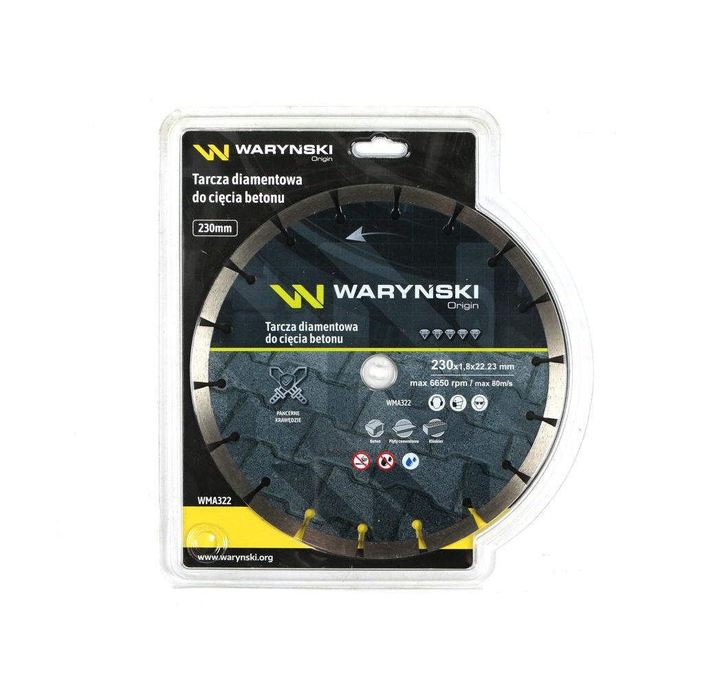 Tarcza diamentowa segmentowa 230x22.23 mm do cięcia betonu Waryński