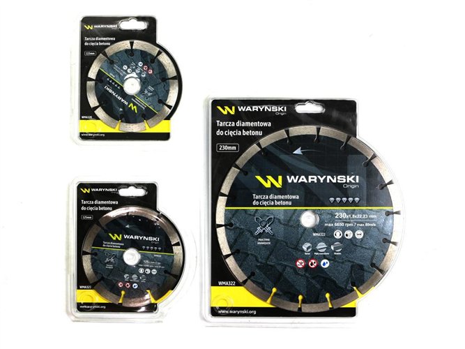 Tarcza diamentowa segmentowa 230x22.23 mm do cięcia betonu Waryński