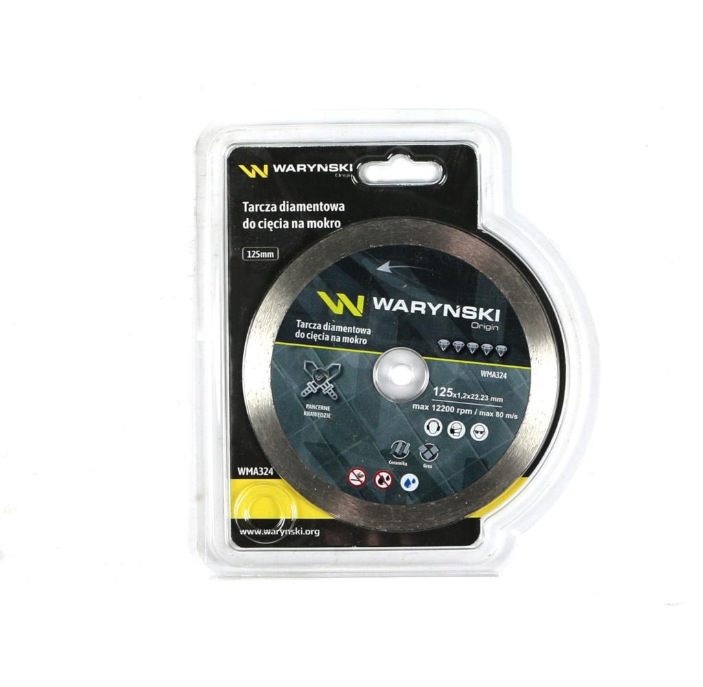 Tarcza diamentowa do cięcia na mokro pełna 125x22.23 mm Waryński
