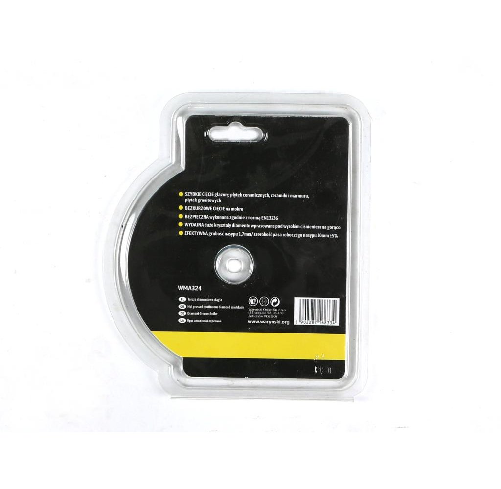 Tarcza diamentowa do cięcia na mokro pełna 125x22.23 mm Waryński