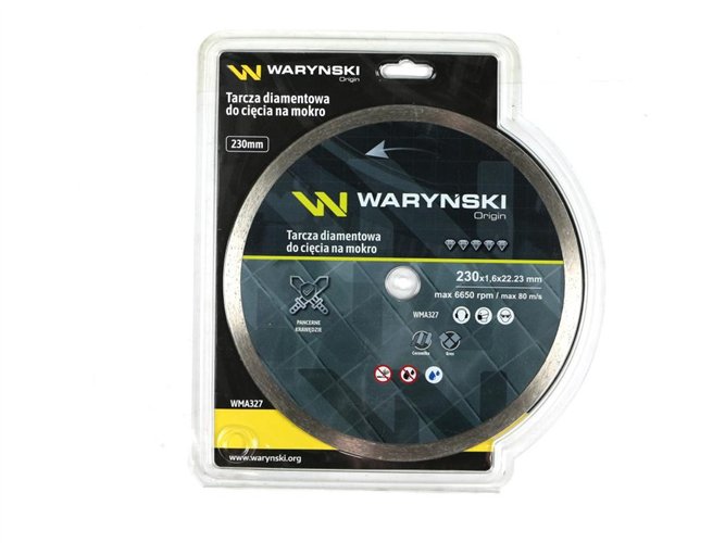 Tarcza diamentowa do cięcia na mokro pełna 230x25.4/22.23 mm Waryński