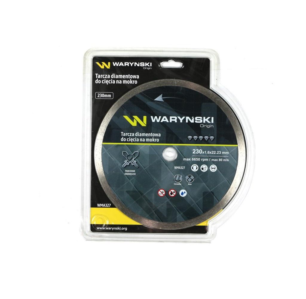 Tarcza diamentowa do cięcia na mokro pełna 230x25.4/22.23 mm Waryński