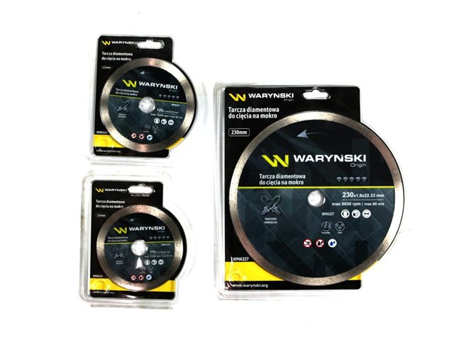 Tarcza diamentowa do cięcia na mokro pełna 230x25.4/22.23 mm Waryński
