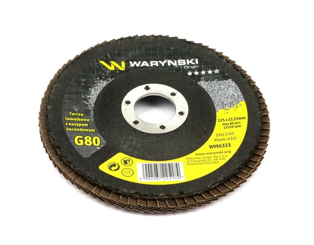 Tarcza do szlifierki 125 mm lamelkowa z elektrokorundem GR80 (sprzedawana po 10 szt.) Waryński