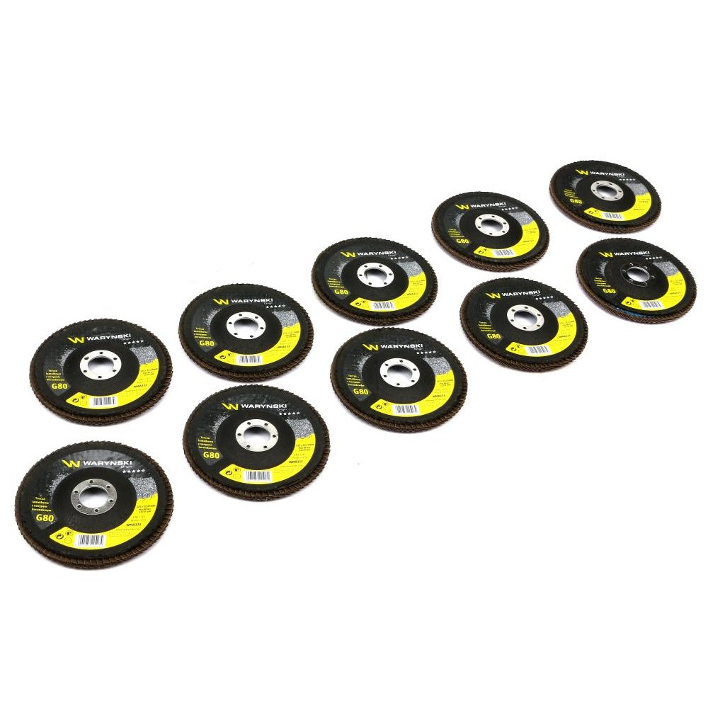 Tarcza do szlifierki 125 mm lamelkowa z elektrokorundem GR80 (sprzedawana po 10 szt.) Waryński