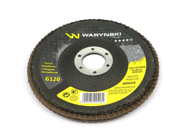 Tarcza do szlifierki 125 mm lamelkowa z elektrokorundem GR120 (sprzedawana po 10 szt.) Waryński