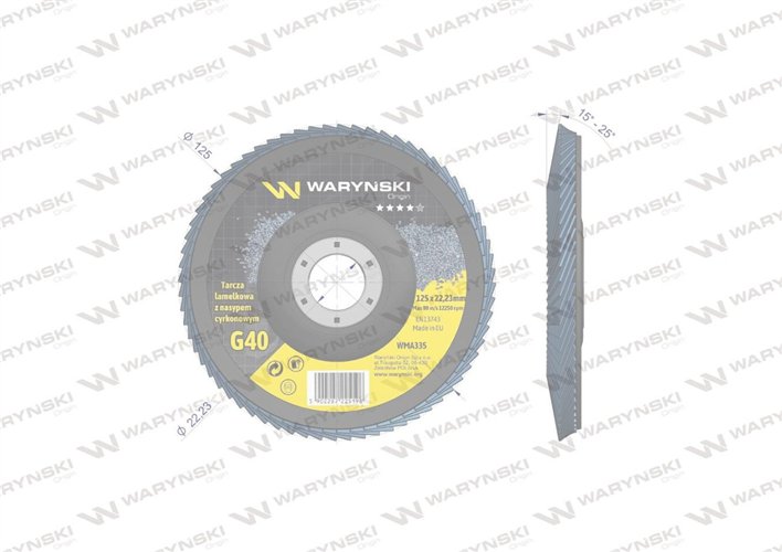 Tarcza do szlifierki 125 mm lamelkowa. cyrkonowa GR40 (sprzedawana po 10 szt.) Waryński