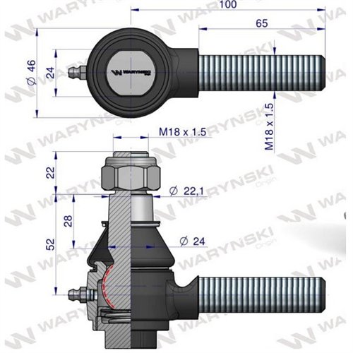 Przegub siłownika układu kierowniczego 5211-7711 Zetor WARYŃSKI