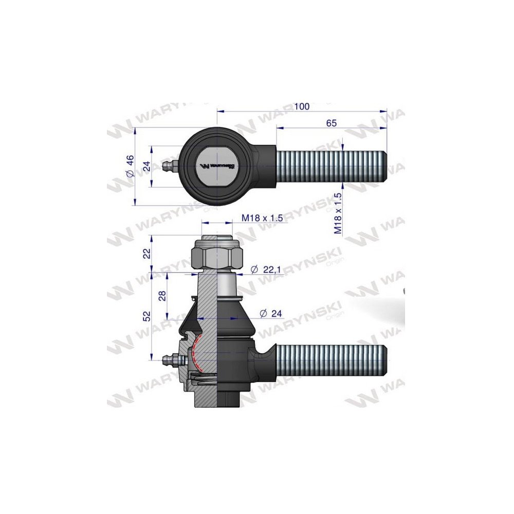 Przegub siłownika układu kierowniczego 5211-7711 Zetor WARYŃSKI