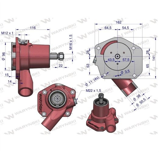 Pompa wody niska bez koła pasowego LKT C-385 WARYŃSKI