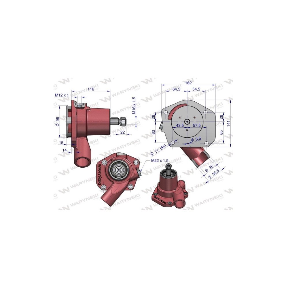 Pompa wody niska bez koła pasowego LKT C-385 WARYŃSKI
