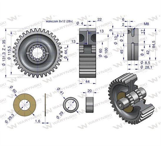 Satelita kompletny przedni napęd C-385 WARYŃSKI