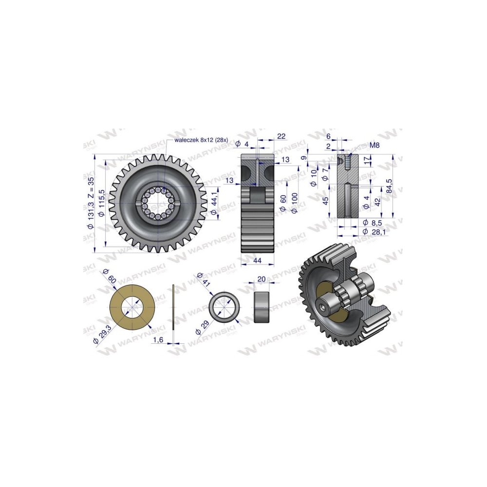 Satelita kompletny przedni napęd C-385 WARYŃSKI