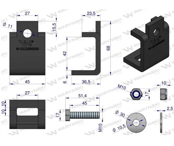 Nakładka zęba agregatu 25x8 na profil 40x12 kpl. Waryński (sprzedawane po 5)
