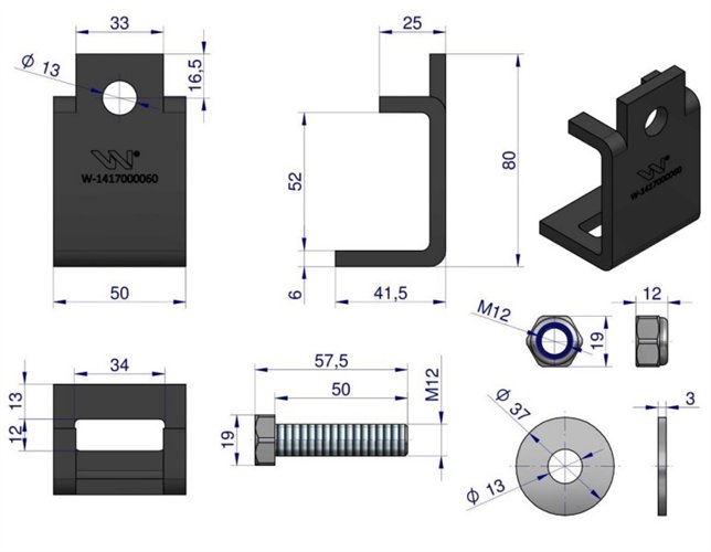 Nakładka zęba agregatu 32x10 na profil 50x12 kpl. Waryński (sprzedawane po 5)