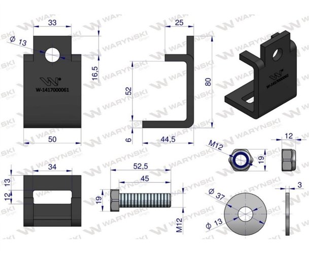 Nakładka zęba agregatu 32x10 na profil 50x15 kpl. Waryński (sprzedawane po 5)