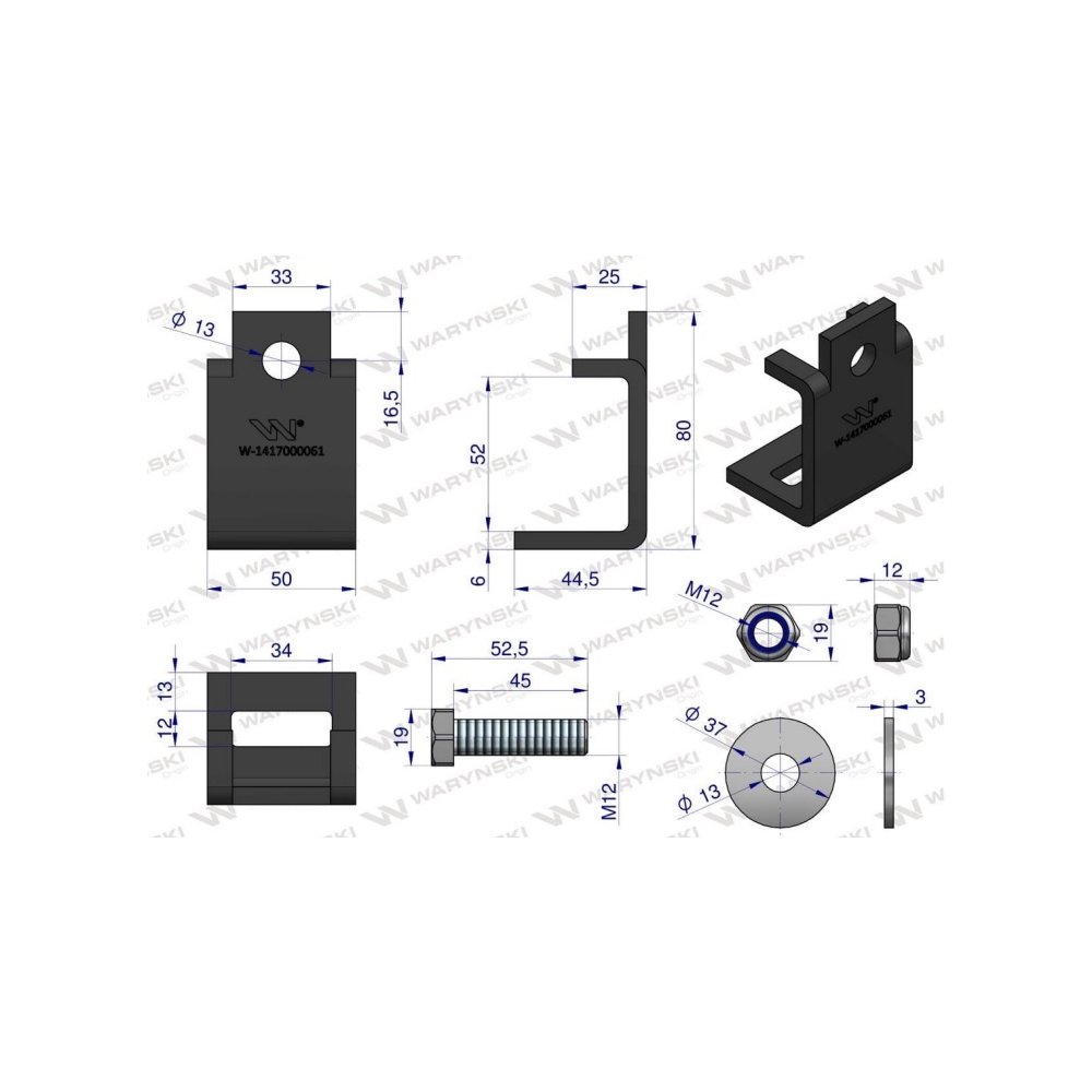 Nakładka zęba agregatu 32x10 na profil 50x15 kpl. Waryński (sprzedawane po 5)