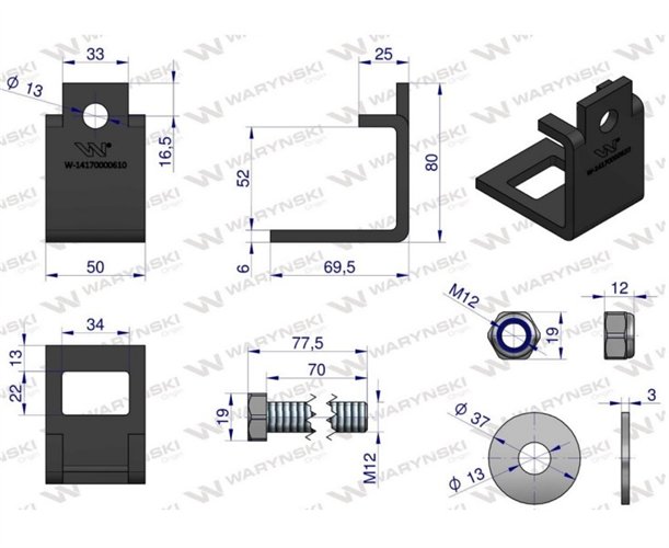 Nakładka zęba agregatu 32x10 plus 32X10 na profil 50x30 kpl. Waryński (sprzedawane po 5)