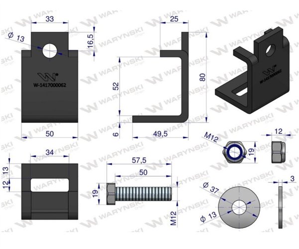 Nakładka zęba agregatu 32x10 na profil 50x20 kpl. Waryński (sprzedawane po 5)